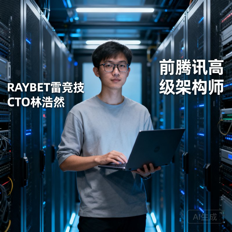 RAYBET雷竞技CTO林浩然，前腾讯高级架构师，戴眼镜的年轻技术专家在服务器机房中